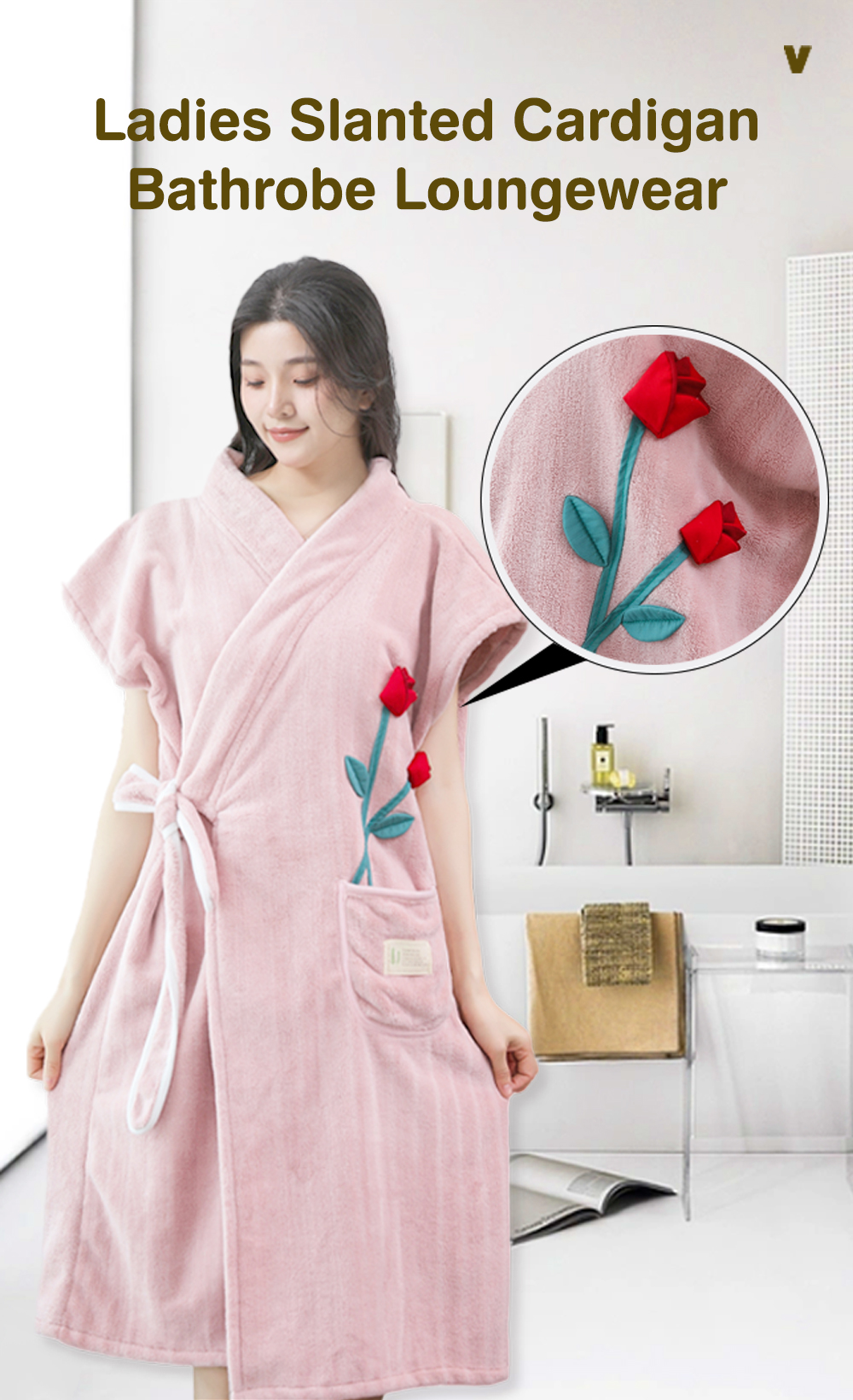 Ladies Slanted Cardigan Bathrobe-1